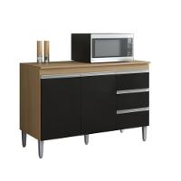 Balcao De Cozinha Virginia 2pt 1,20m Amendoa Preto - 3