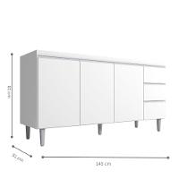 Balcao De Cozinha Virginia 3pt 1,50m Branco - 2