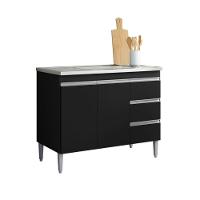 Balcao De Cozinha Virginia 2pt 1m Preto Fosco - 3