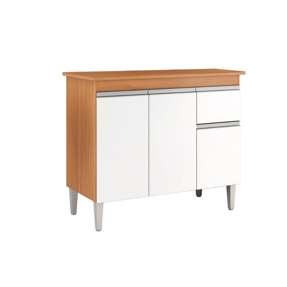 Balcão Para Cozinha 3 Portas Forks Amendoa Branco - 3