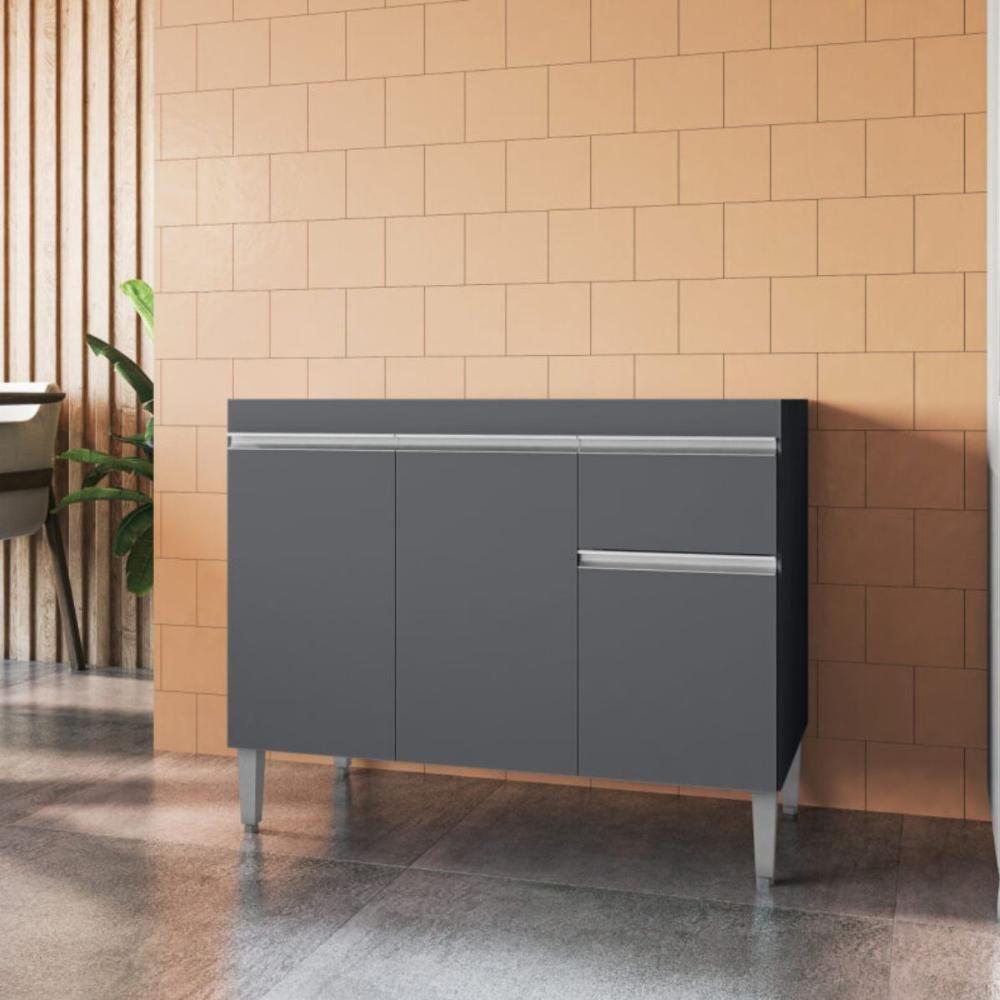 Balcão Para Cozinha 2 Portas Forks Cinza Fosco - 1