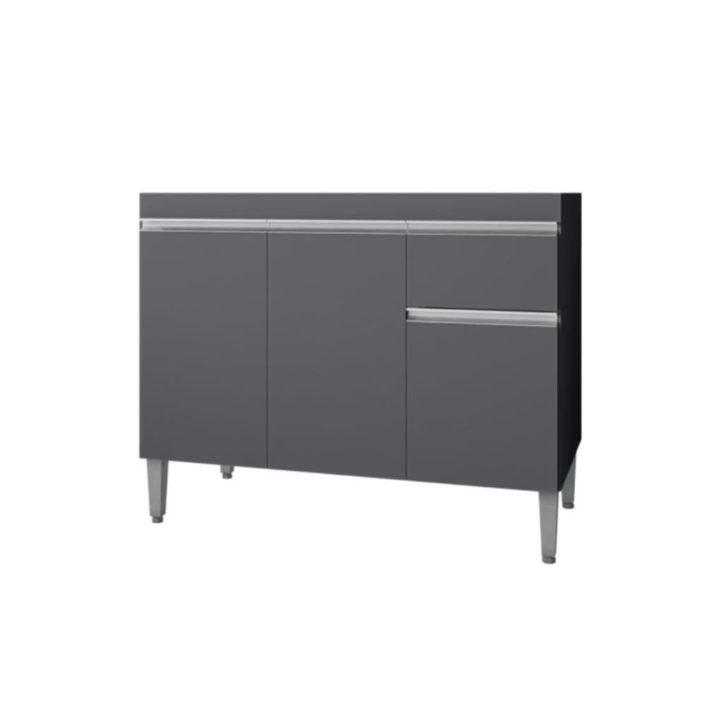 Balcão Para Cozinha 2 Portas Forks Cinza Fosco - 3