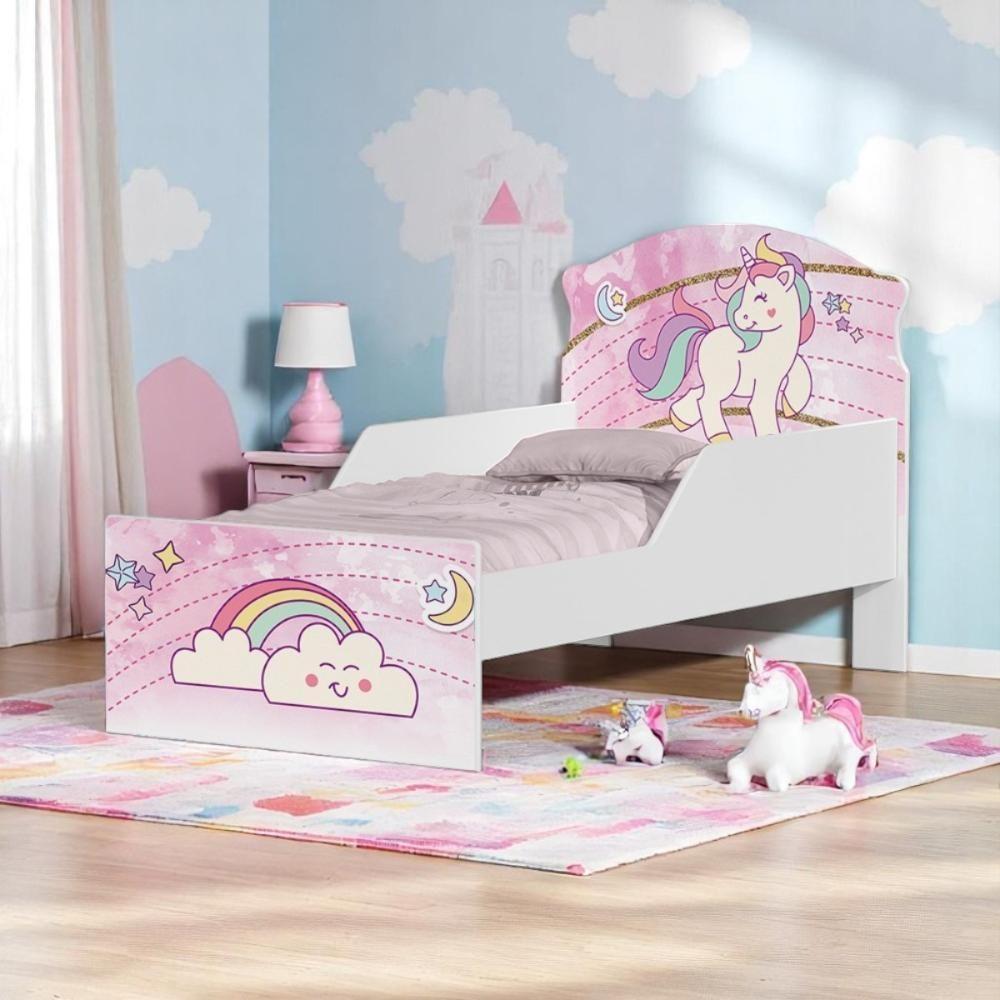 Cama Infantil Tick Unicónio Rosa Com Colchão - 1