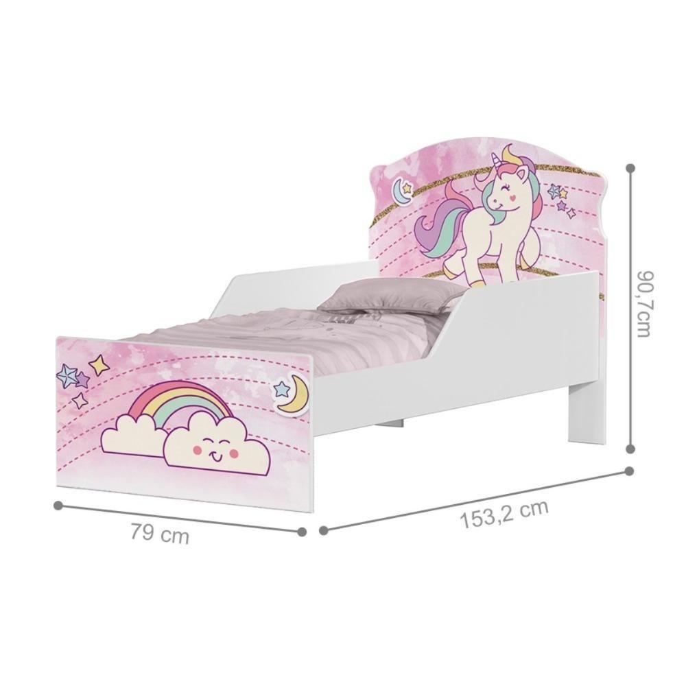 Cama Infantil Tick Unicónio Rosa Com Colchão - 3