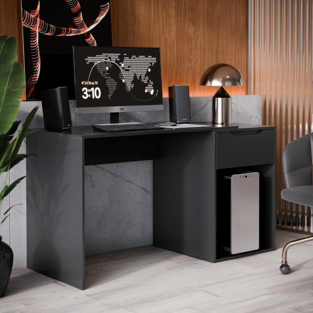 Mesa Home Office Com Gaveta Baku Preto - 1