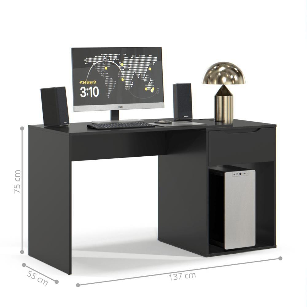 Mesa Home Office Com Gaveta Baku Preto - 2