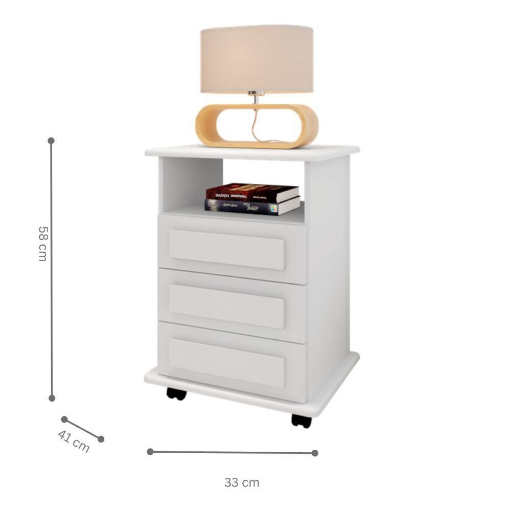 Mesa De Cabeceira 3 Gavetas Virginia Branco - 2