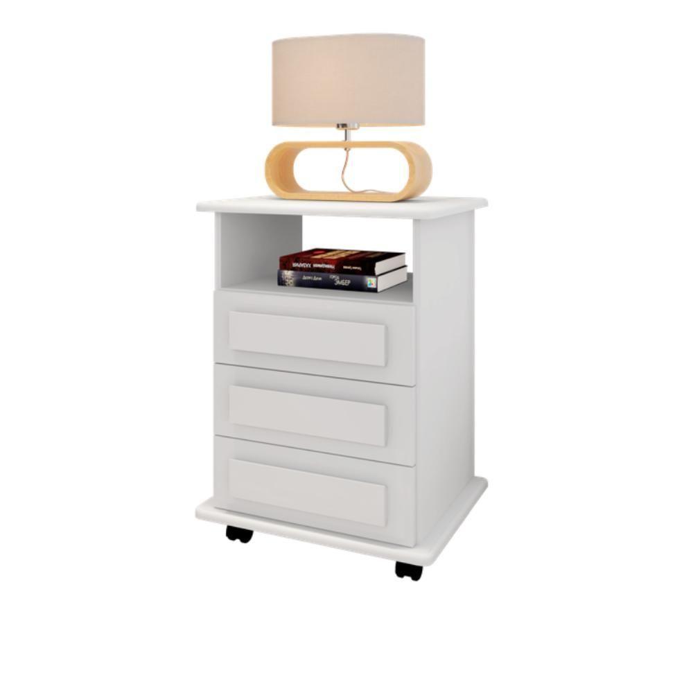 Mesa De Cabeceira 3 Gavetas Virginia Branco - 3