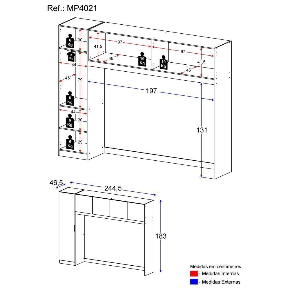 Guarda Roupa 5 Portas Dublin Multimóveis Mp4021 Branco - 5