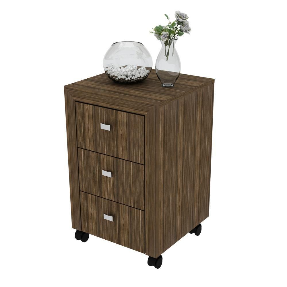 Gaveteiro Com Rodízios Multimóveis Vcr25018 Nogal Nogal - 1