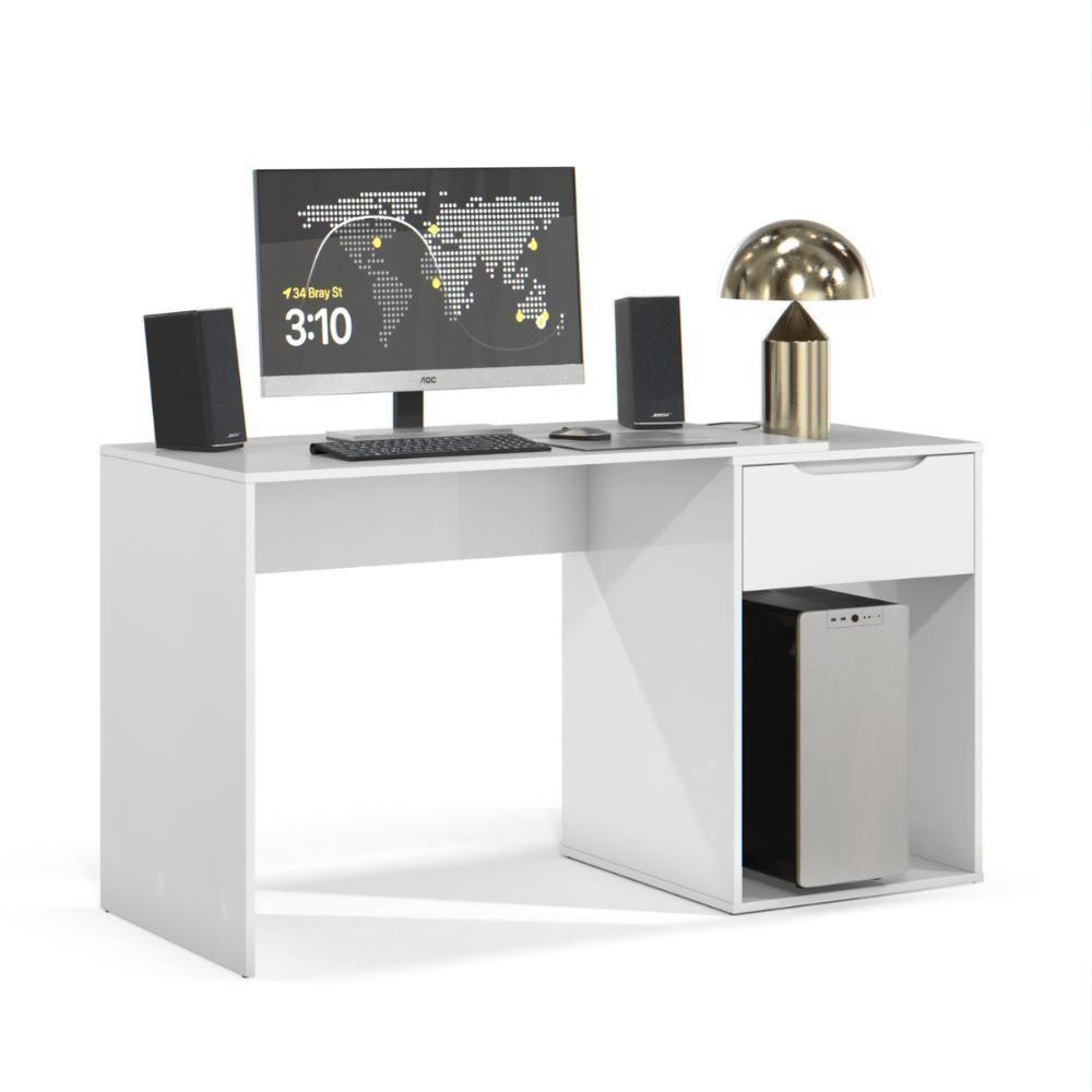 Mesa Home Office Com Gaveta Baku Branco - 3