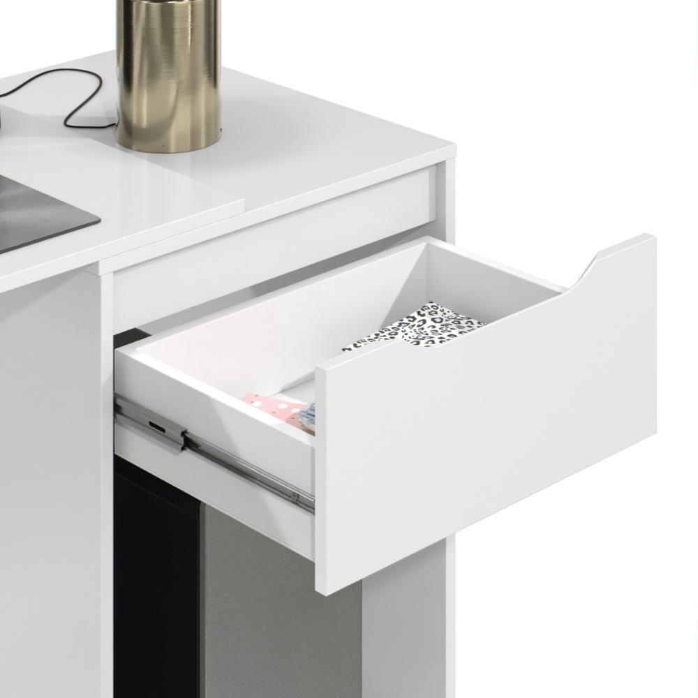 Mesa Home Office Com Gaveta Baku Branco - 4