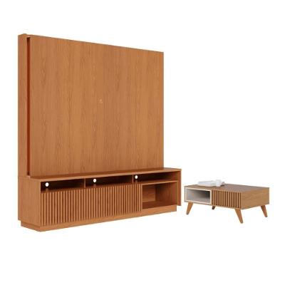 Mesa Freijo Off White Matte E Estante Reno Freijo