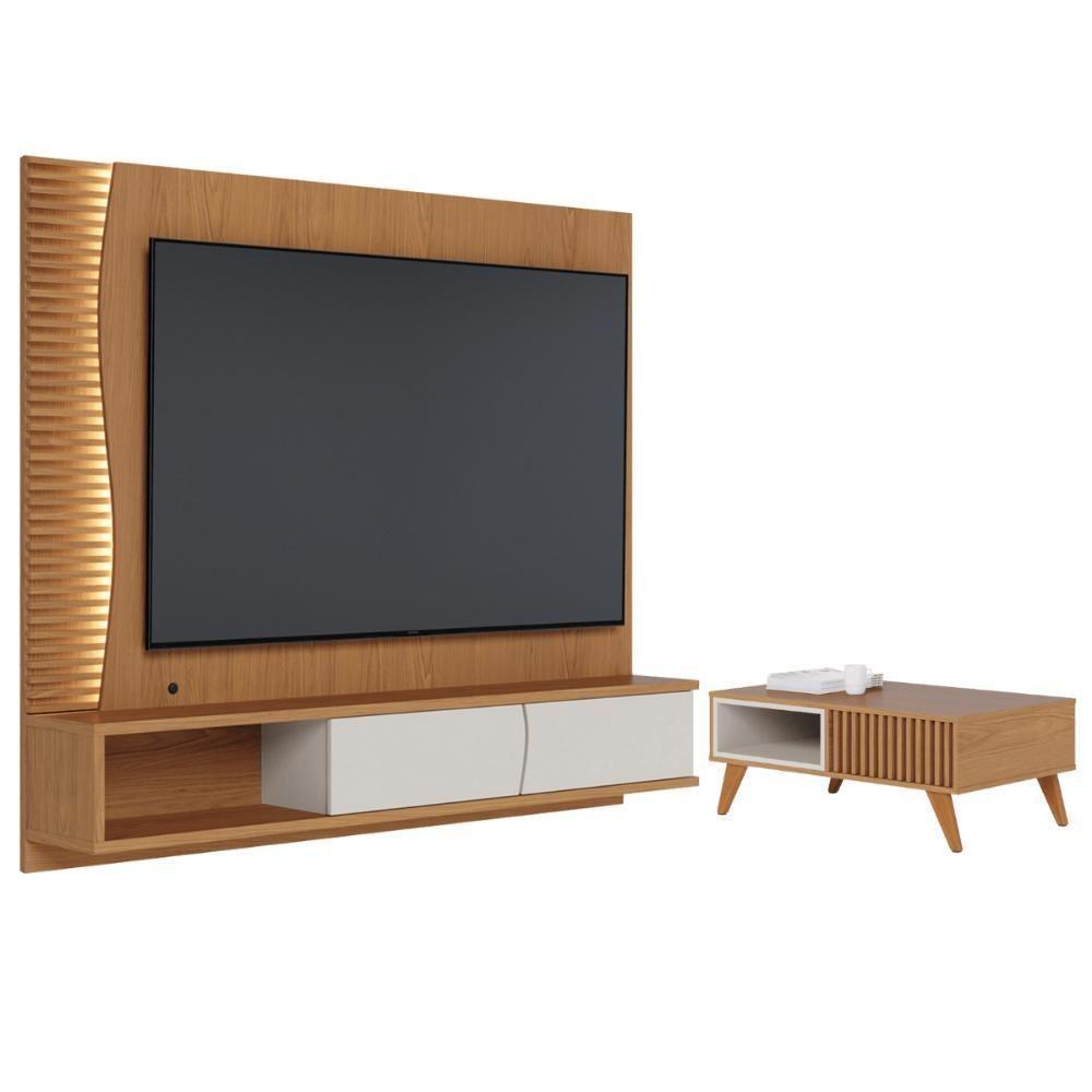 Mesa Com Home Para Tv Reno Freijo Off White Matte - 1