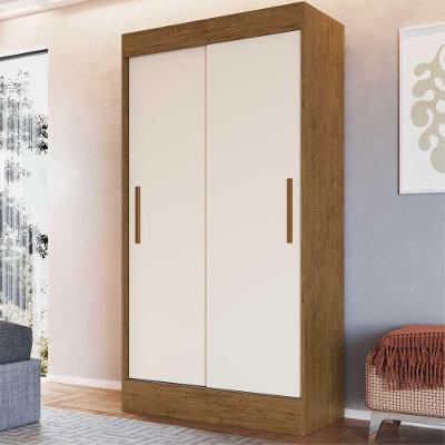 Guarda Roupa Solteiro Milano 2 Portas de Correr 2 Gavetas Nogueira-Off White