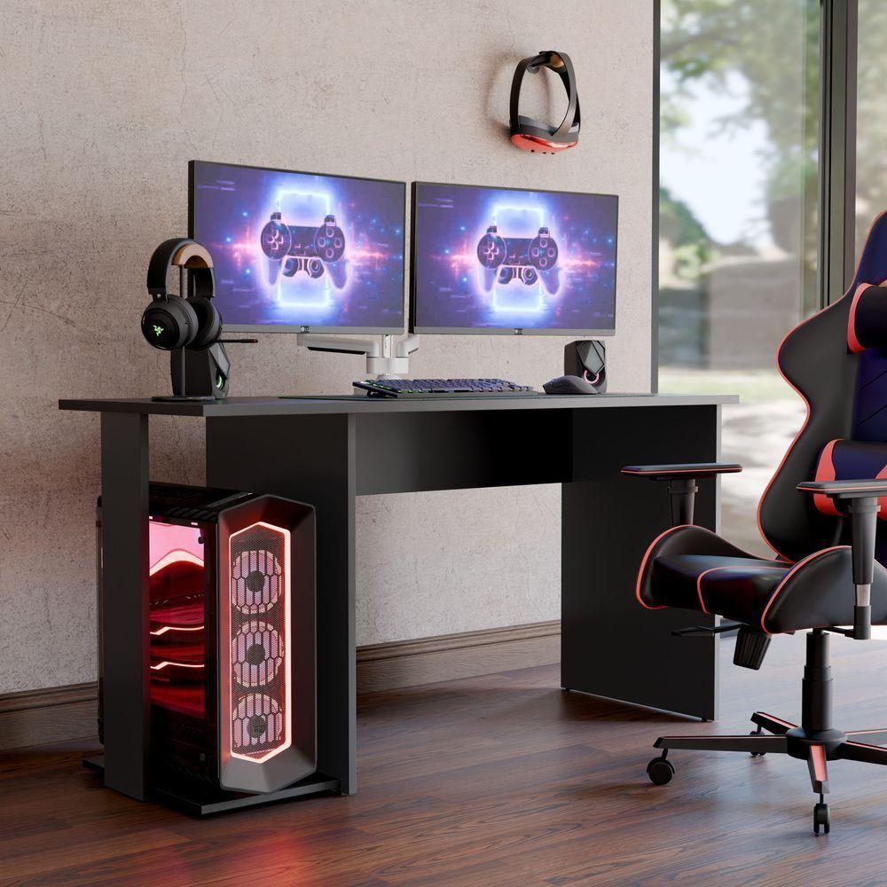 Mesa Escrivaninha Gamer Valorant Com Espaço Para Gabinetes E Monitores Estilo Moderno - 1