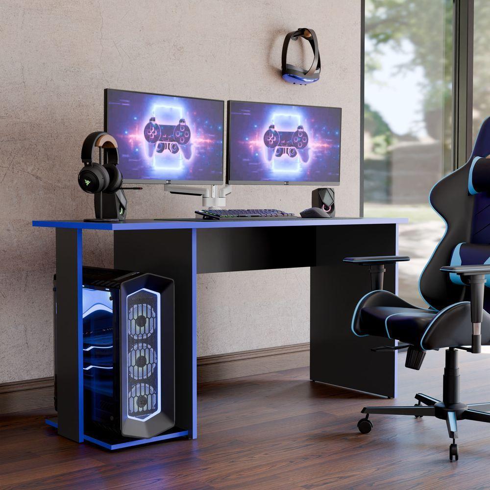 Mesa Escrivaninha Gamer Valorant Com Espaço Para Gabinetes E Monitores Estilo Moderno - 1