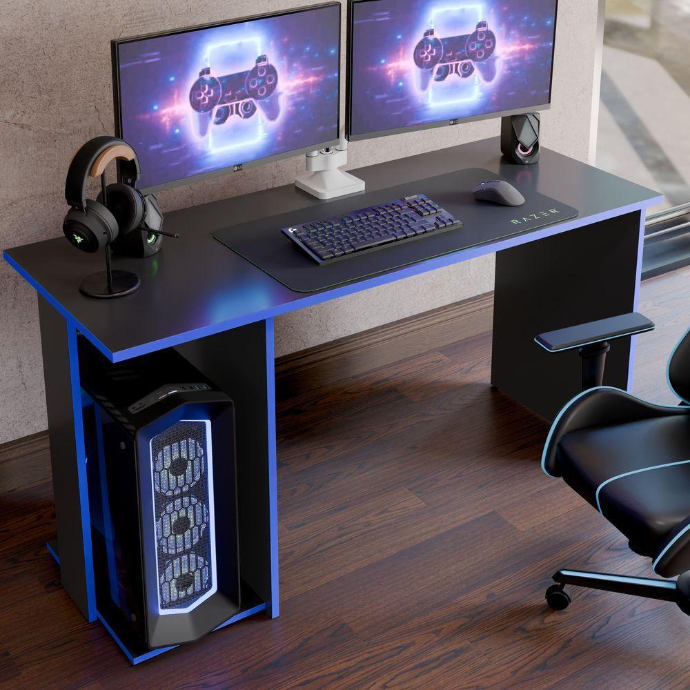 Mesa Escrivaninha Gamer Valorant Com Espaço Para Gabinetes E Monitores Estilo Moderno - 2