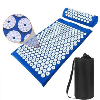 Tapete Terapeutico Acupuntura Massagem Yoga Almofada Travesseiro Relaxante Portatil Alivio Estresse Azul