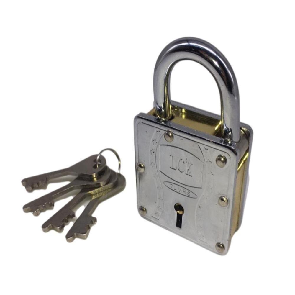 Cadeado Inviolavel 70mm Grande Profissional Chave Frontal Anti Quebra Interno Externo Portao Fechadura Portatil - 1