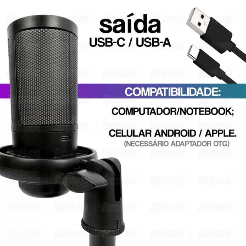 Microfone Gamer Rgb Usb Mt1060r Preto ? áudio Profissional E Design Iluminado - 4