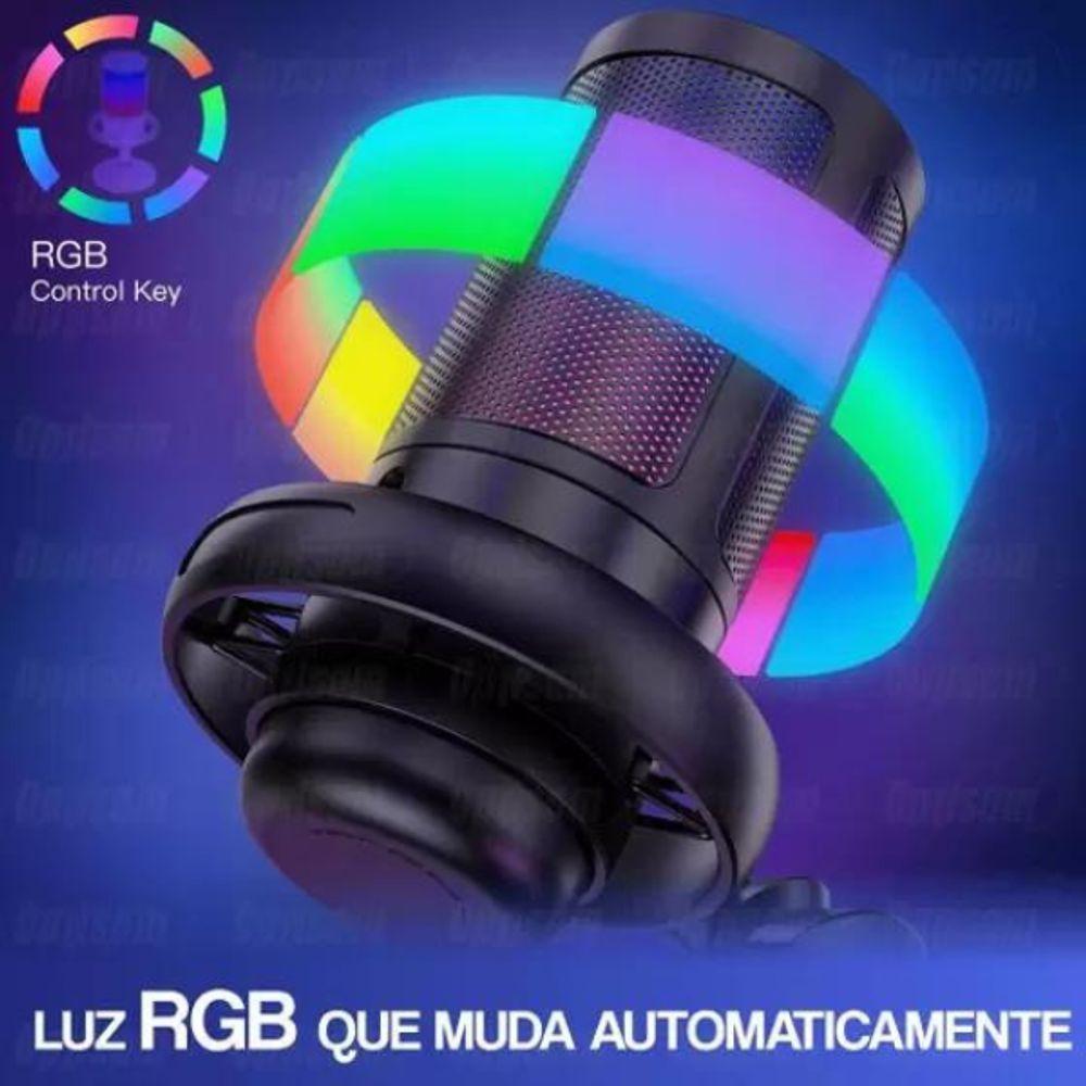 Microfone Gamer Rgb Usb Mt1060r Preto ? áudio Profissional E Design Iluminado - 7