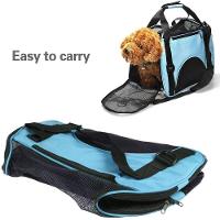 Mochila Pet Cachorro Bolsa Transporte Gato Canguru Caes Mala Dobravel Viagem Aviao Carro Azul - 3