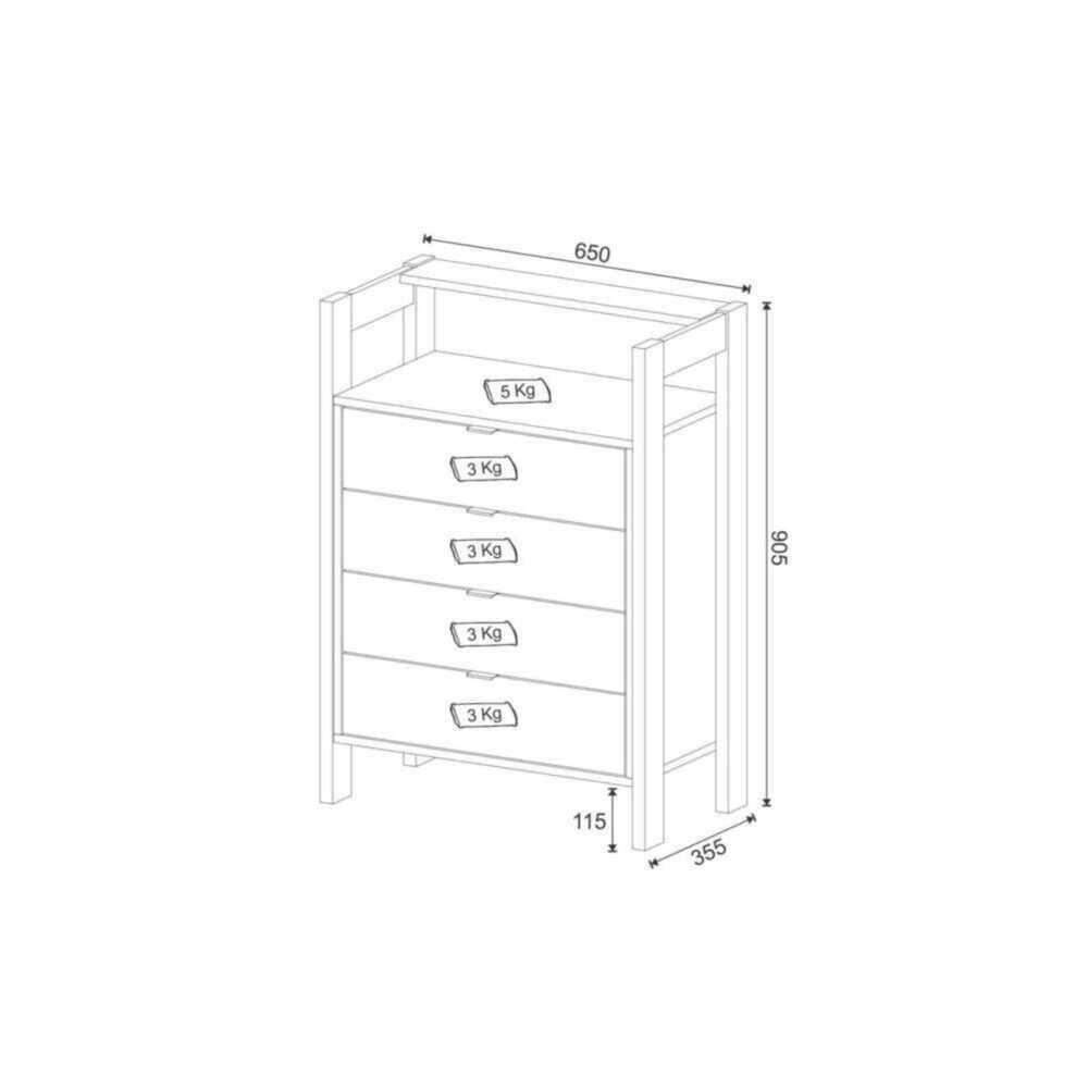 Gaveteiro Com 4 Gavetas Multimóveis Vcr25006 Branco/Nogal Branco/Nogal - 4