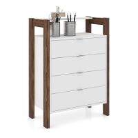 Gaveteiro Com 4 Gavetas Multimóveis Vcr25006 Branco/Nogal Branco/Nogal - 1