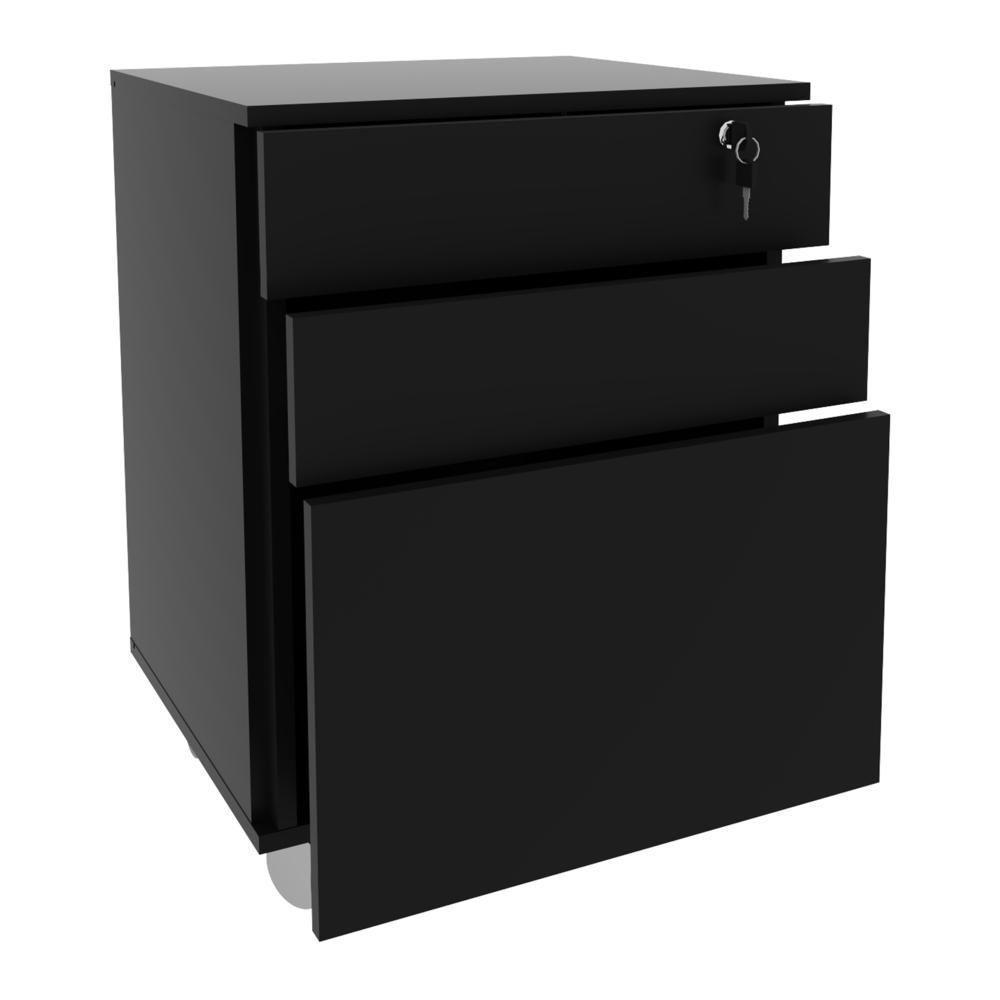 Gaveteiro Arquivo Com Chave E Rodízios Multimóveis Vcr25045 Preto Preto - 3