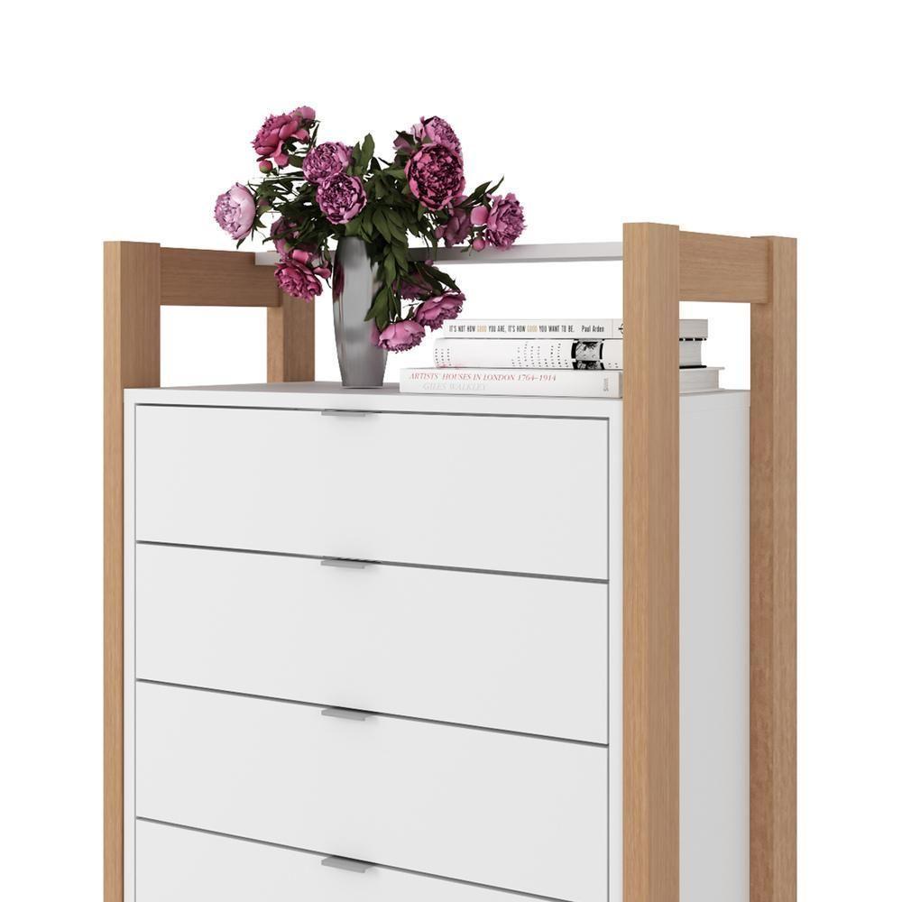 Gaveteiro Com 4 Gavetas Multimóveis Vcr25006 Branco/Amêndoa Branco/Amêndoa - 4