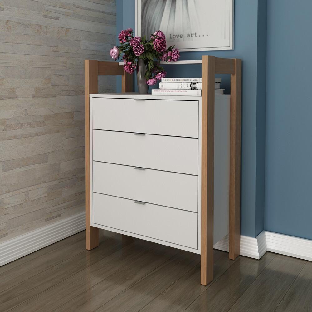 Gaveteiro Com 4 Gavetas Multimóveis Vcr25006 Branco/Amêndoa Branco/Amêndoa - 5