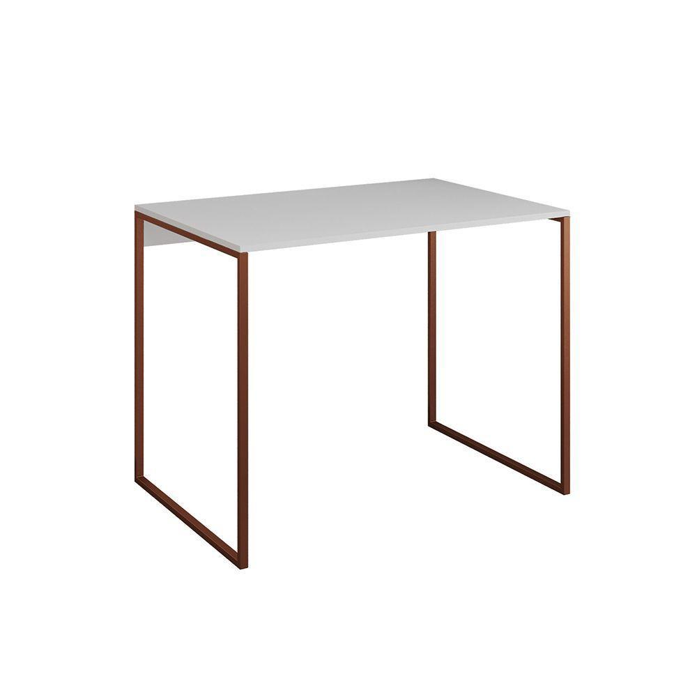 Escrivaninha Industrial Office Branca 120x53 Grécia Base Cobre - 2