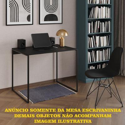 Escrivaninha Industrial Office Preta 120x53 Grécia Base Ferro Preto