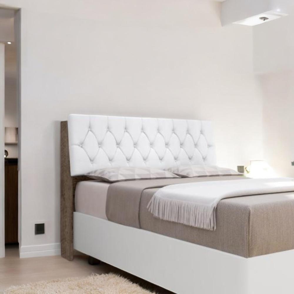 Cabeceira Estofada ísis Solteiro Chocolate Com Capitonê Branco - 1