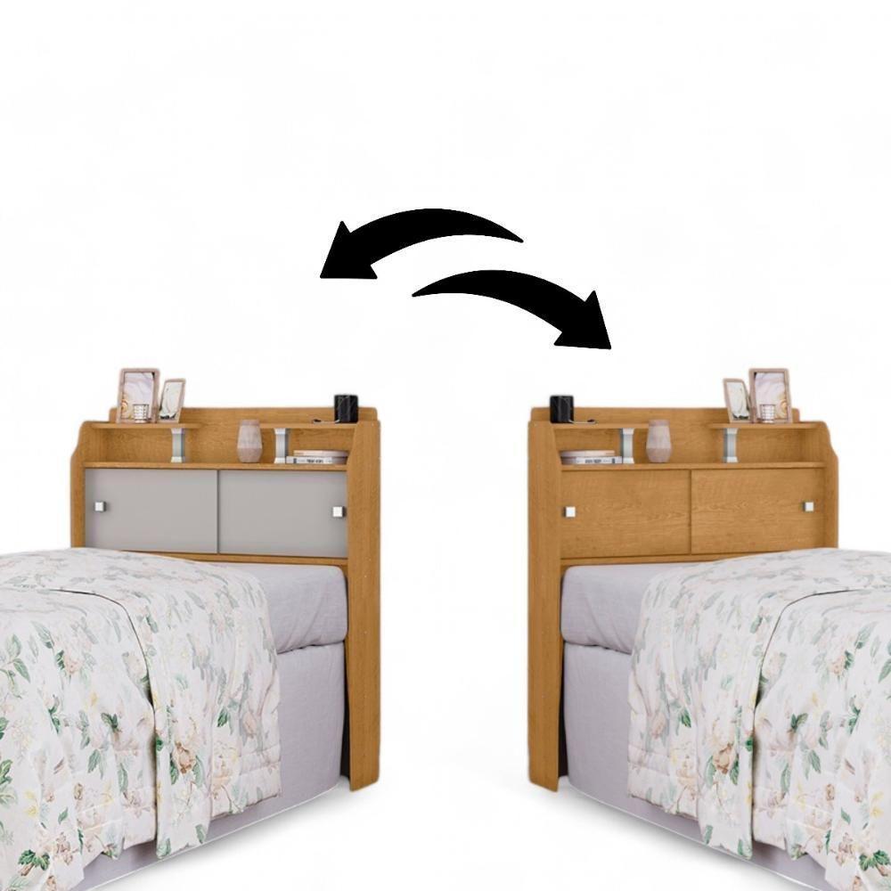 Cabeceira Solteiro Com Portas Elisa Naturalle E Off White - 3
