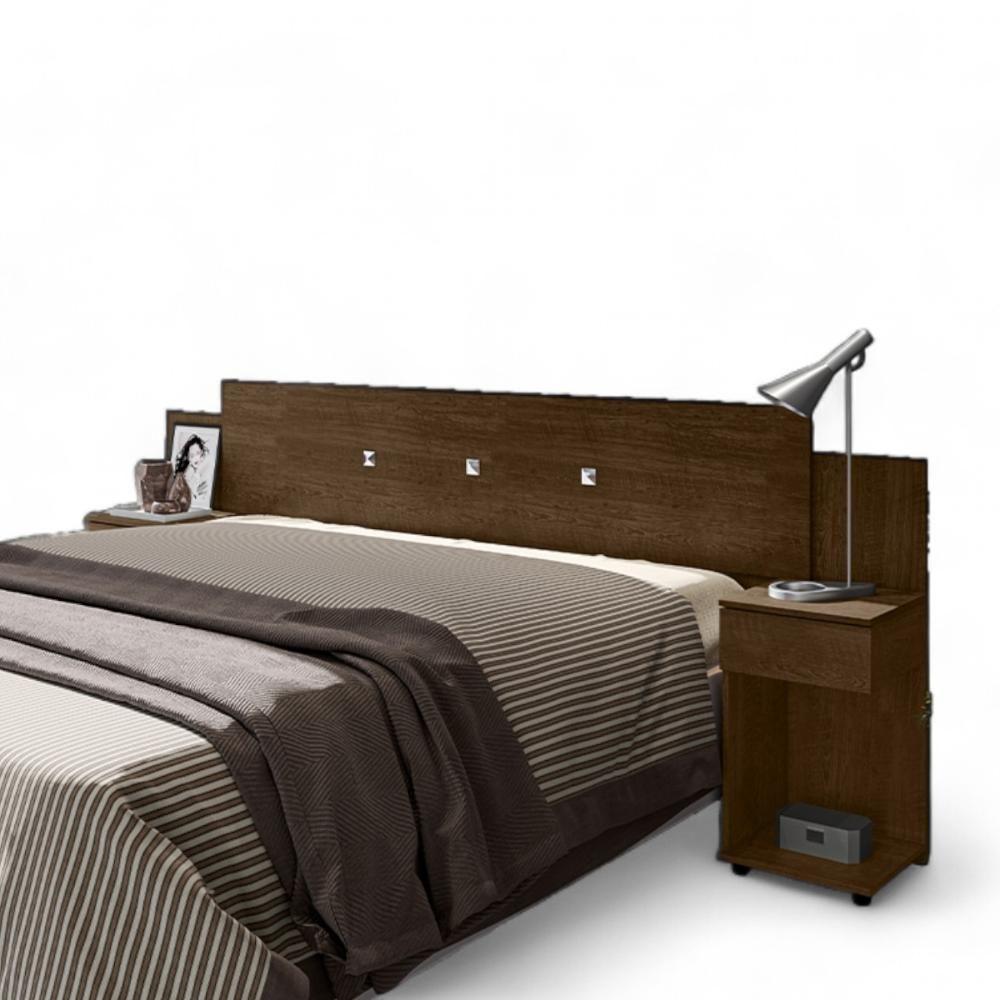 Cabeceira Box Ajustável Com Mesa De Cabeceira Bruna Malbec - 2