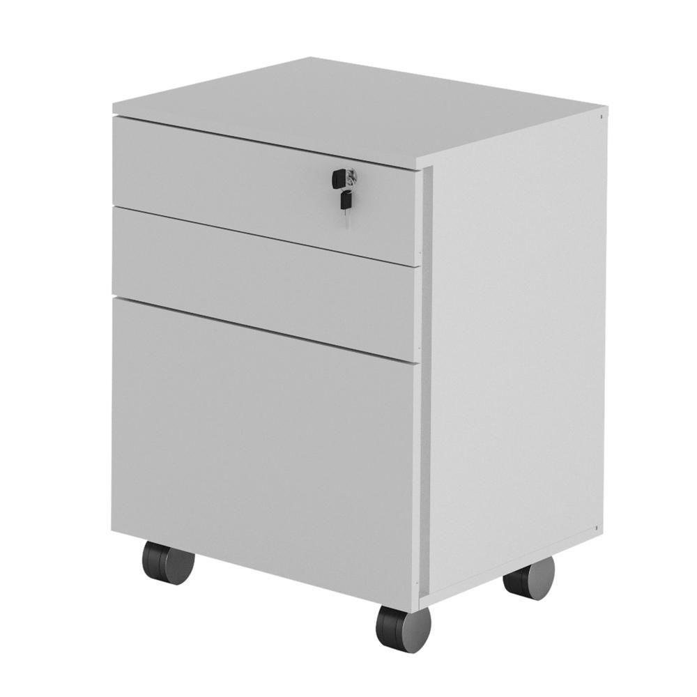 Gaveteiro Arquivo Com Chave E Rodízios Multimóveis Vcr25045 Branco Branco - 1