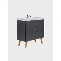 Gabinete Para Banheiro Com Cuba E Armario 80cm Retro Mdf Grafite Milano - On Móveis - 9