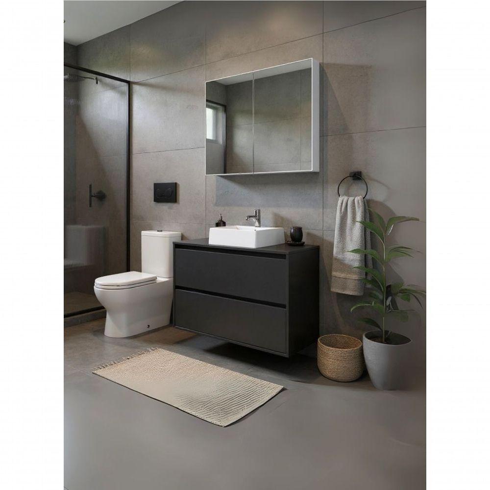 Gabinete Para Banheiro Com Cuba E Armario 80cm Mdf Grafite Dubai - On Móveis - 9