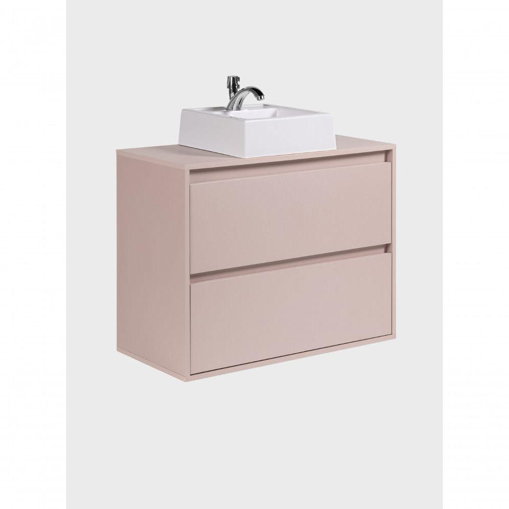 Gabinete Para Banheiro Com Cuba E Armario 80cm Mdf Rosa Dubai - On Móveis - 9