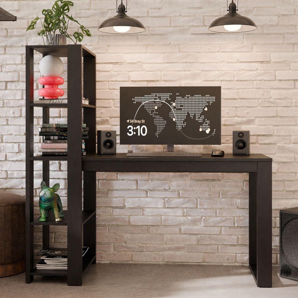 Mesa Escrivaninha Para Home Office E Escritório Paris Com Prateleiras Estilo Industrial Em Mdf - 2