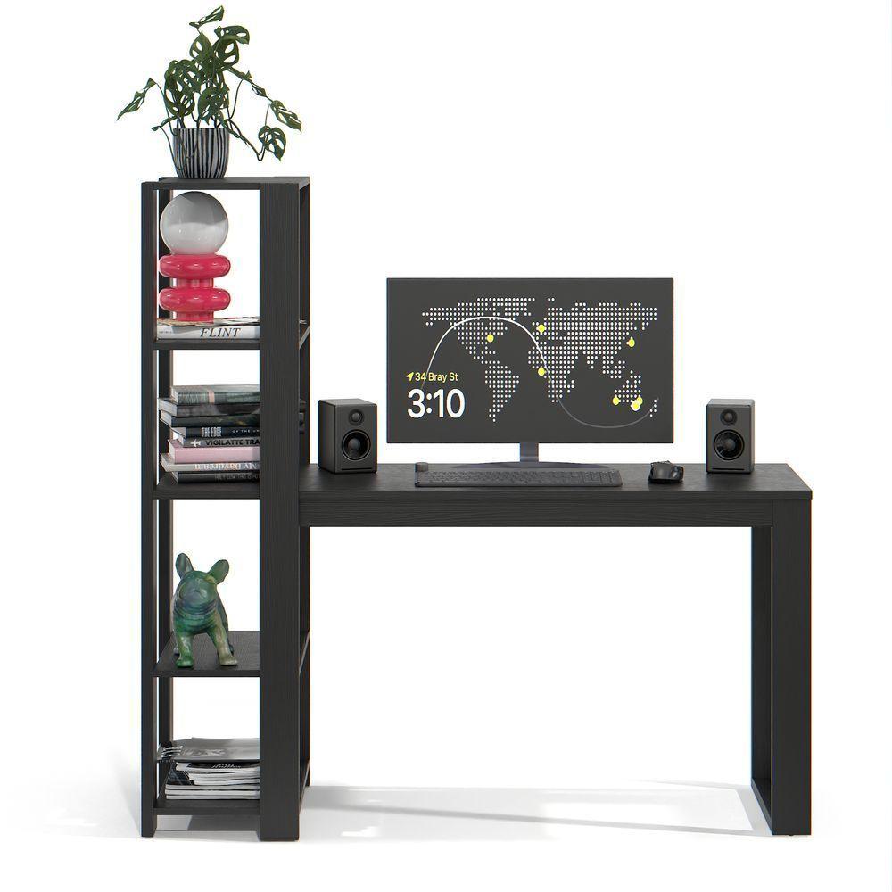 Mesa Escrivaninha Para Home Office E Escritório Paris Com Prateleiras Estilo Industrial Em Mdf - 6