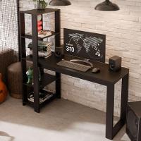 Mesa Escrivaninha Para Home Office E Escritório Paris Com Prateleiras Estilo Industrial Em Mdf