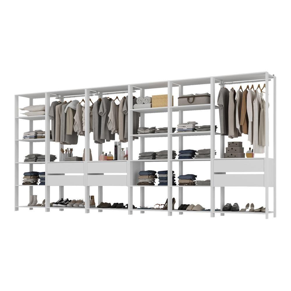 Closet Aberto Modulado Arara Organizadora Com Cabideiro 405cm Allegra Multimóveis Mp4391 Branco - 2