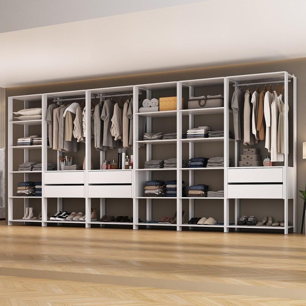 Closet Aberto Modulado Arara Organizadora Com Cabideiro 405cm Allegra Multimóveis Mp4391 Branco - 8