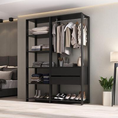 Closet Aberto Modulado Arara Organizadora Com Cabideiro 135cm Allegra Multimóveis Mp4389 Preto