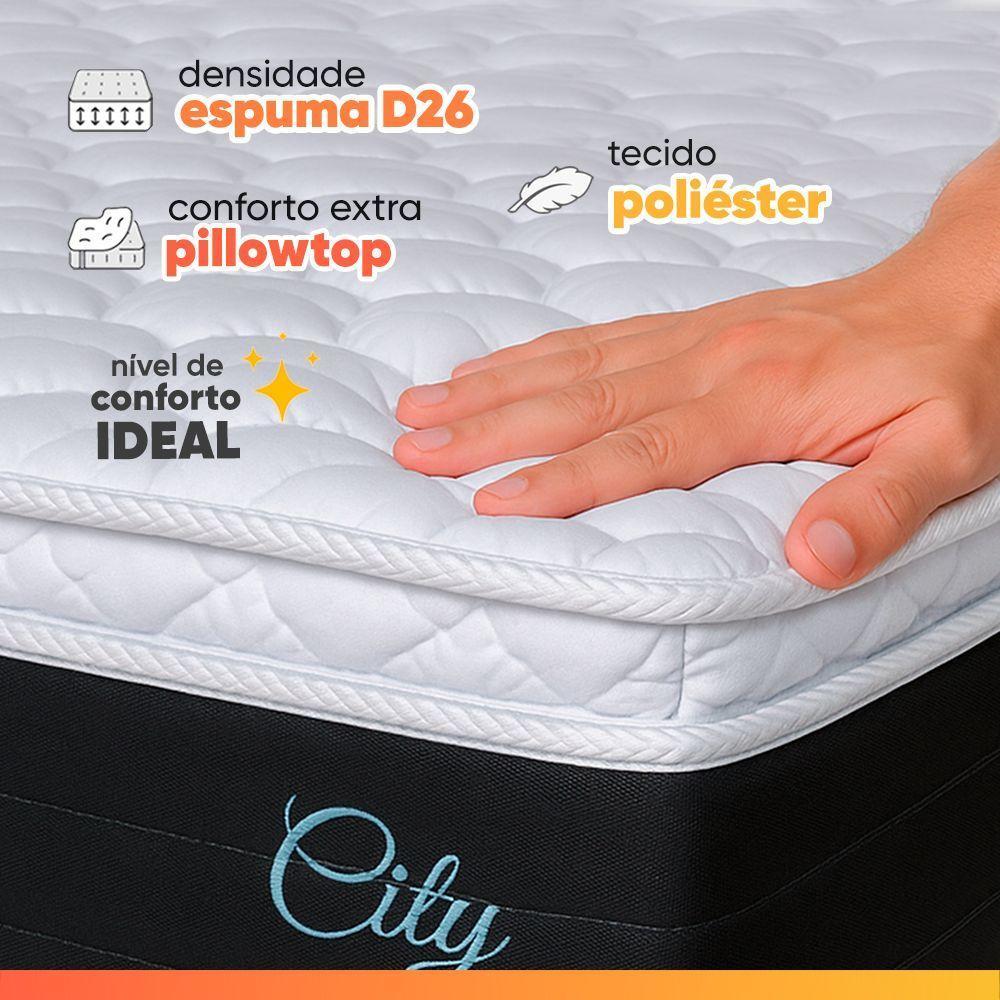 Cama Box Baú Queen Colchão Com Molas Ensacadas City Pillow Top 158x198x67cm Hellen Preto/branco - 6