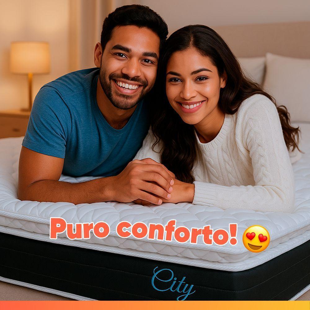 Cama Box Baú Queen Colchão Com Molas Ensacadas City Pillow Top 158x198x67cm Hellen Preto/branco - 8