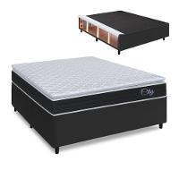 Cama Box Baú Queen Colchão Com Molas Ensacadas City Pillow Top 158x198x67cm Hellen Preto/branco - 1